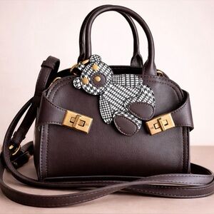 Steve Madden Dark Brown Mini Bag with Bear Charm